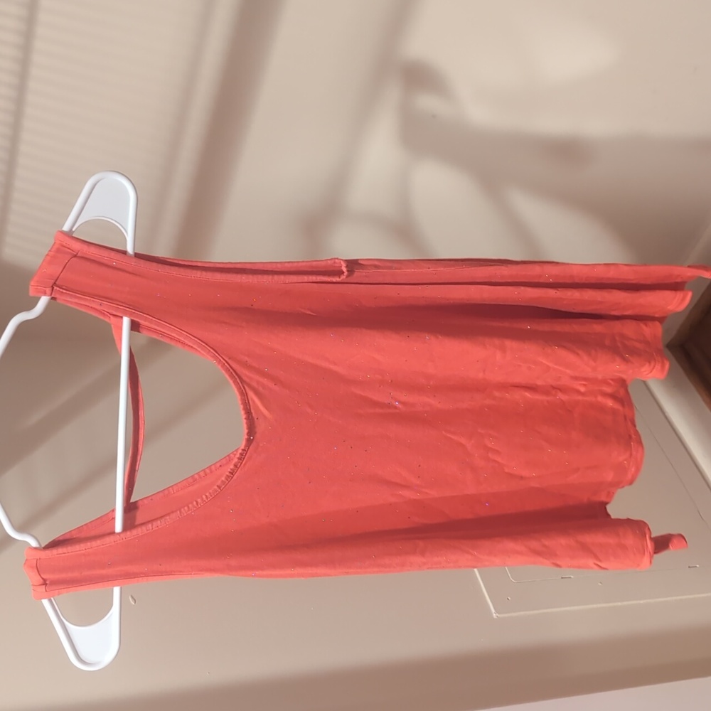 Orange red tank top with sparkles